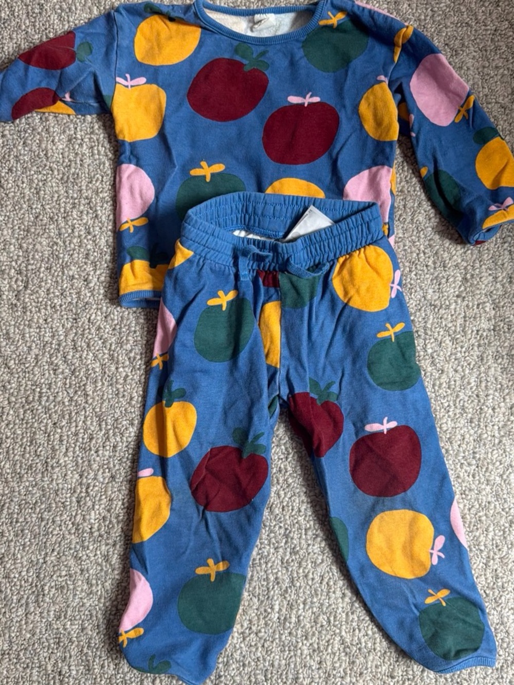 H&M Blue Sweatshirt & Joggers with Multicolor Apple Print